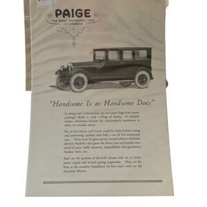 Vintage 1922 Paige Handsome is as Handsome Does Ad Advertisement